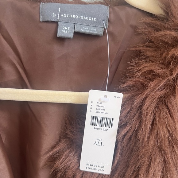 NWT new OS one size fits all Anthropologie faux fur midi vest brown S M L XL - Picture 6 of 17